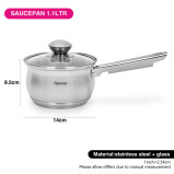 Fissman Saucepan Felina 14cm/1.1LTR With Lid Stainless Steel - 4 miniature