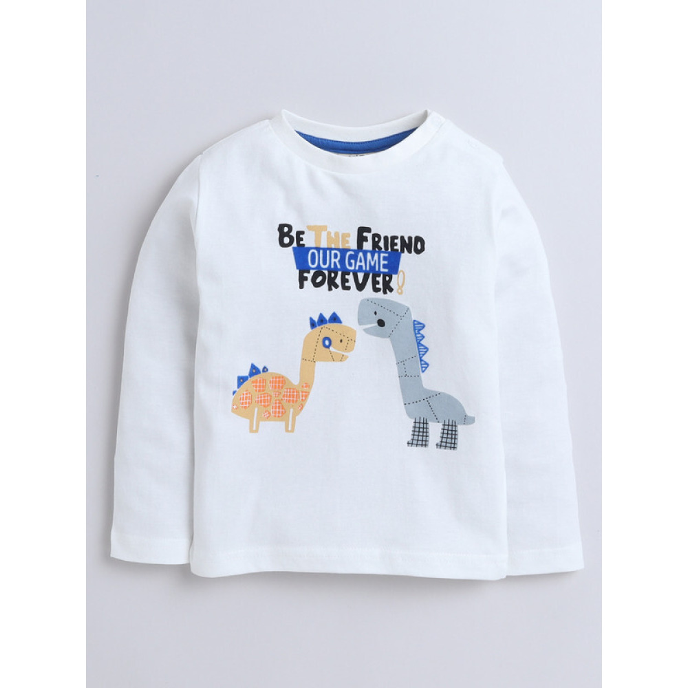 Boys' 3-Piece Set Tracksuits- Off-white Long tee, Blue fullzipper Hoody Jacket and Jogger , (12-18 M) - 2