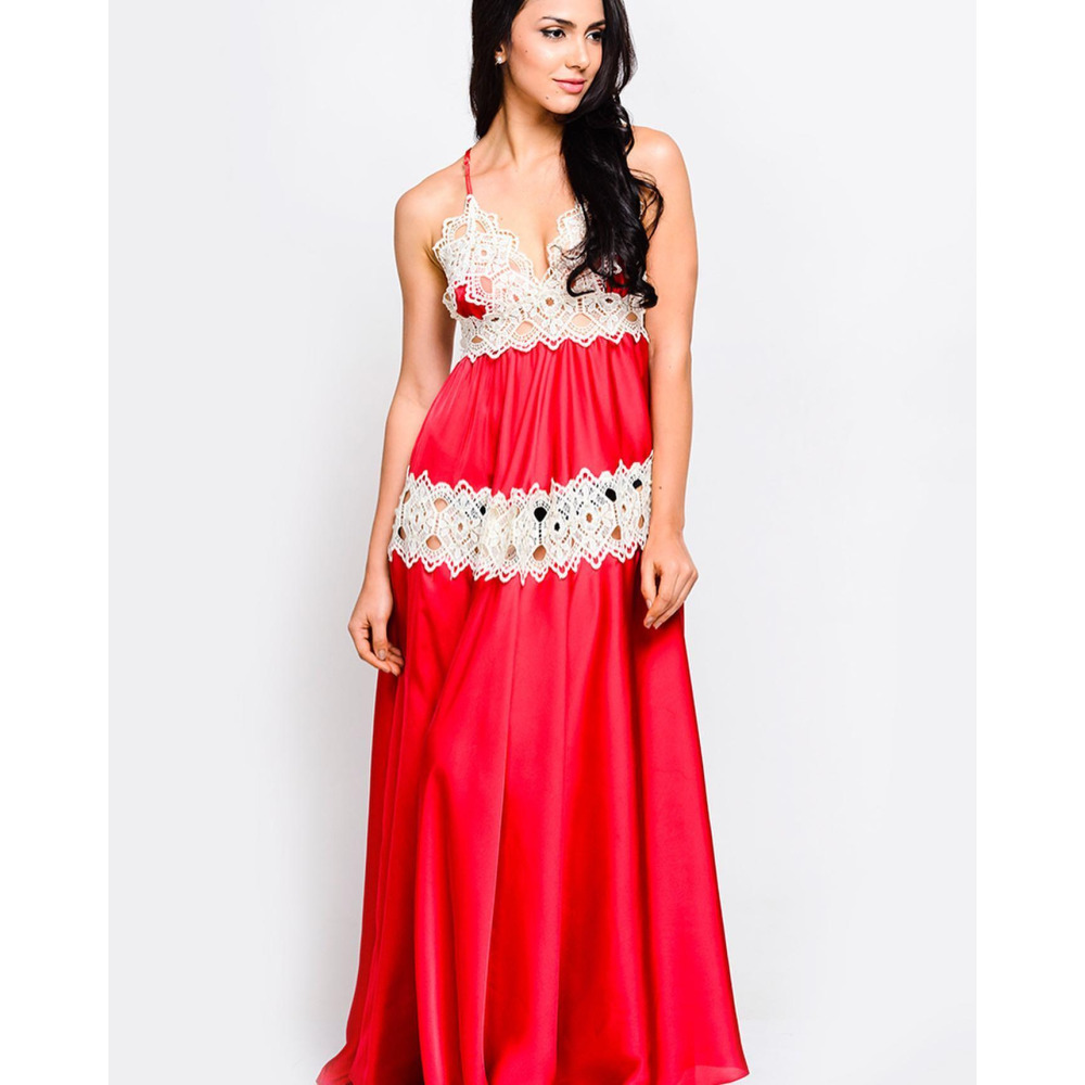 ثوب نوم مخفي الجمال، ملابس داخلية DIVINE DECADENCE، رقبة على شكل حرف V، أحمر، مقاس واحد - 4