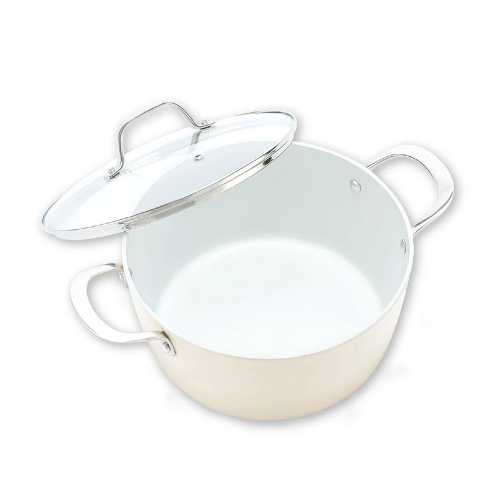 Cosmic Cookware Cosmo Non-Stick Casserole: Glass Lid & Ceramic Coating with Effortless Cooking - Cream - 4