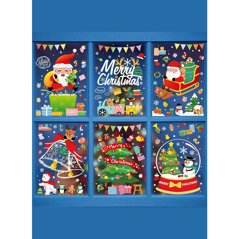 Christmas Window Decals, Santa Claus Window Cling Decals Windows Glass PVC Static Christmas Window Stickers for Winter Party Christmas Decorations - 5