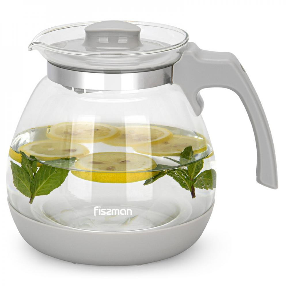 Fissman Glass Pitcher. Jug Removable Lid And Convenient Plastic Handle. Leakproof 1700ml - 1