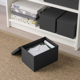 IKEA TJENA Storage Box with Lid, Black - 18x25x15 cm Versatile Desk Organizer for Small Items - 3 miniature