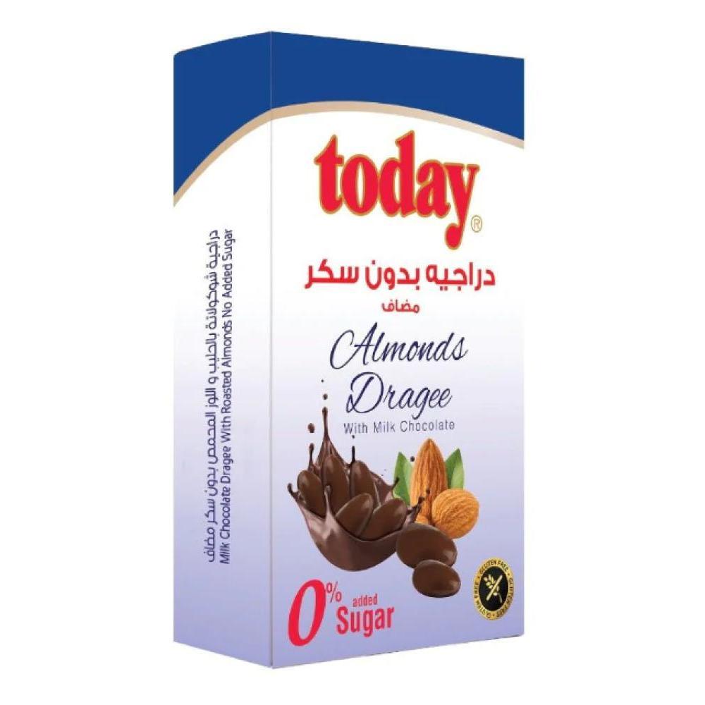 اليوم شوكولاتة الحليب دراجي مع اللوز خالي من السكر مضاف 60 جرام - 1