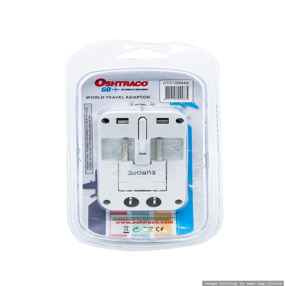 Oshtraco International Travel Adaptor With 2X1.05 Amp Usb Port Otc-G945K - 2
