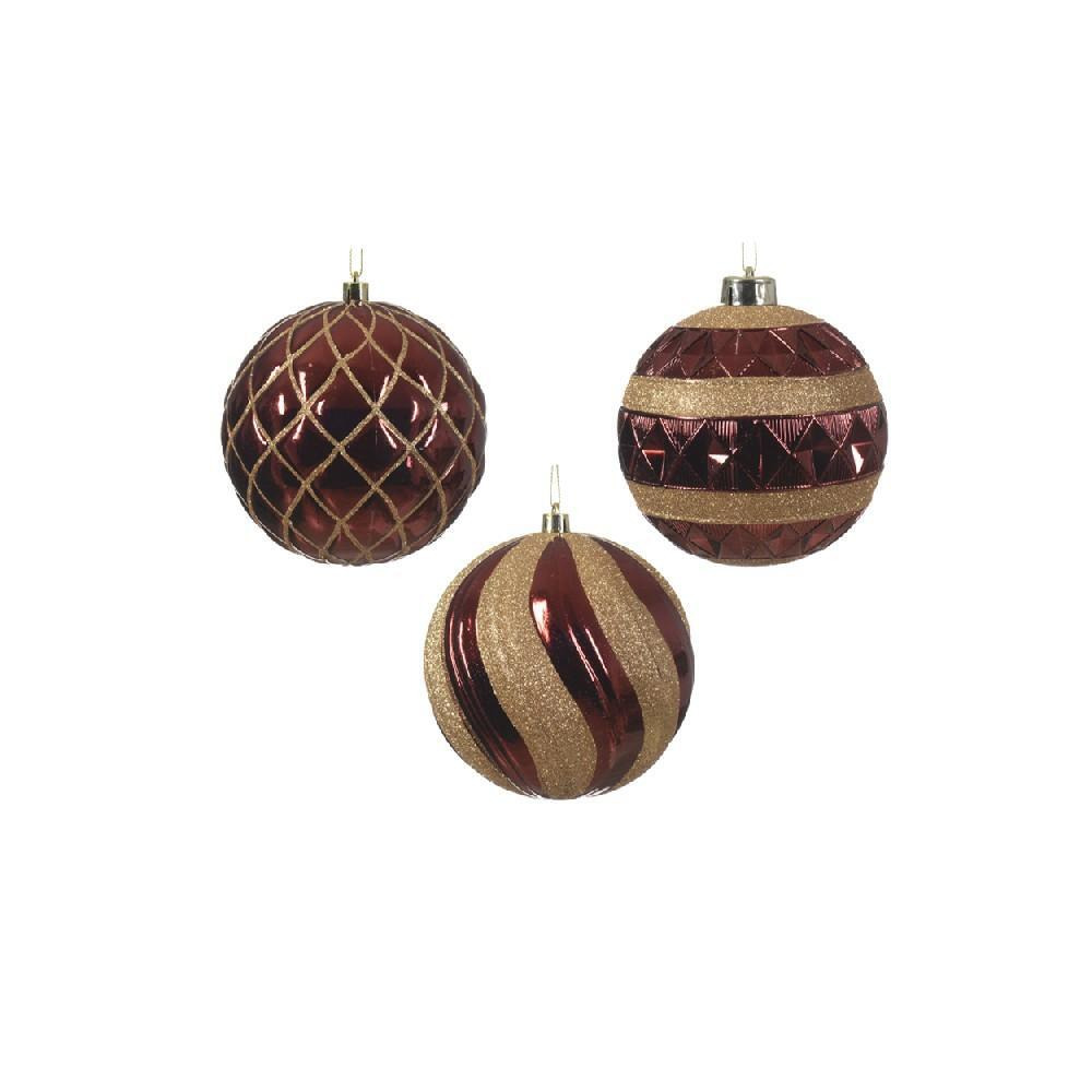 حلي Kaemingk DECORIS مقاس 12 سم مقاومة للكسر من Oxblood متنوعة قطعة واحدة - 1