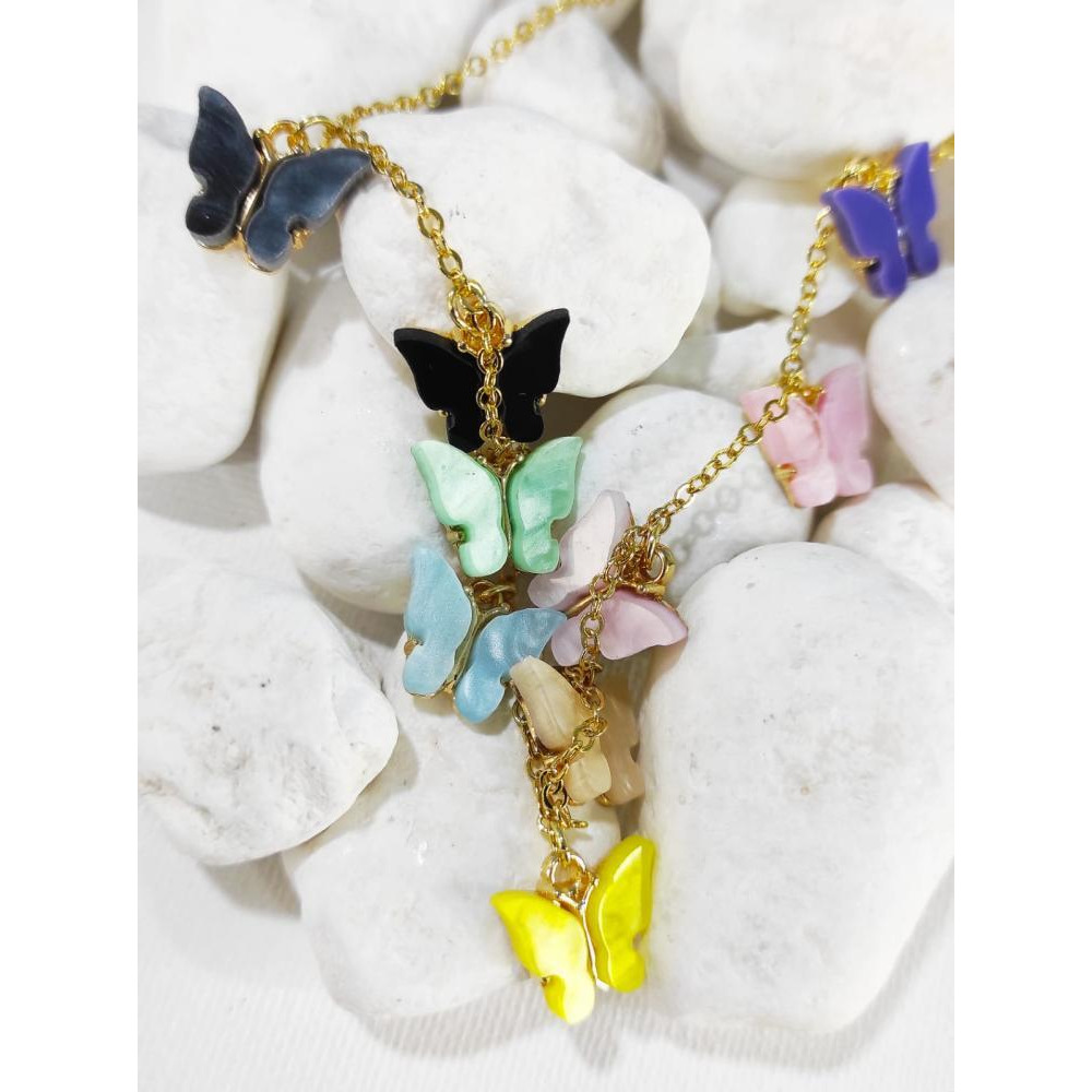 Красочный Кристалл Кварца В Форме бабочки С Позолоченной Цепочкой-Колье - 3