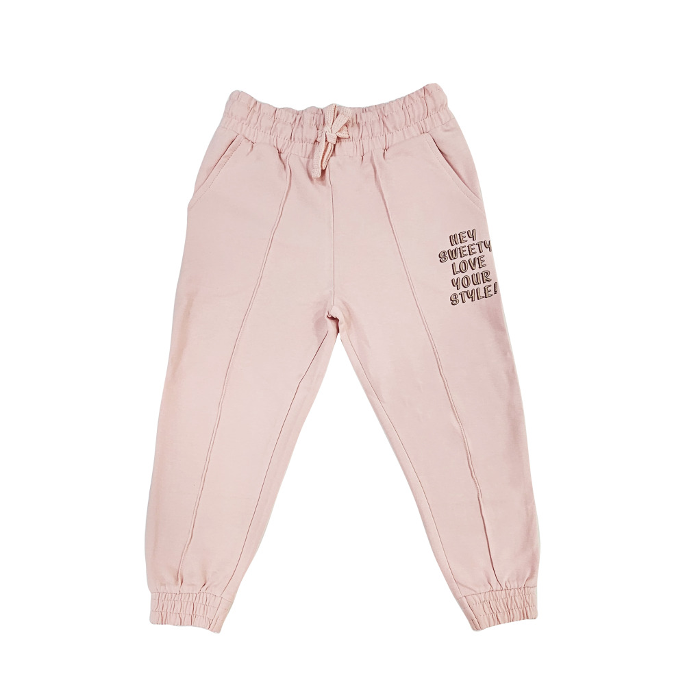 طقم مكون من قطعتين للبنات، جاكيت بأكمام طويلة وبنطال رياضي (3-4 سنوات) - وردي - 3