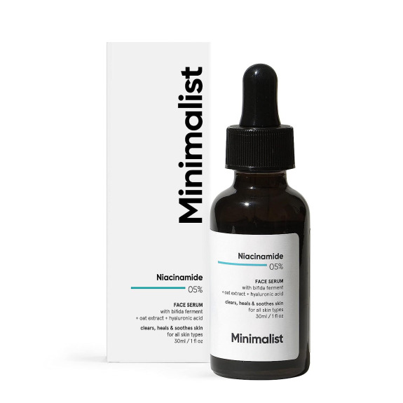 Minimalist 5% Niacinamide Face Serum for Clear Glowing Skin, Reduces Dullness, Hydrates and Repairs Skin with Vit B3 and Hyaluronic Acid, Day and Nigh