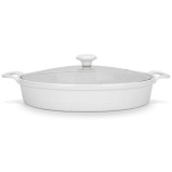 Fissman Oval Baking Dish with Glass Lid 31cm/2.1LTR, Porcelain - 4 miniature