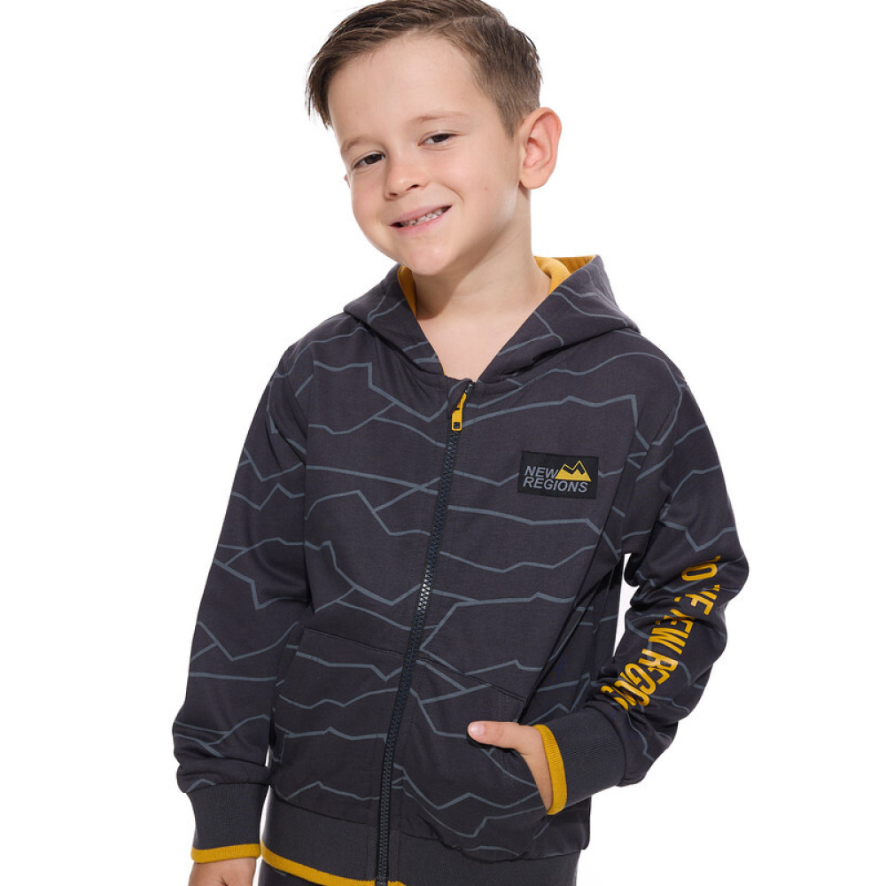 Boys' 2-Piece Printed Fullzipper Hoodie and Jogger Set (7-8 YRS) Dark Gray - 3