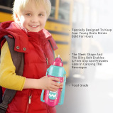 Milton Kool Trendy 400 Plastic Insulated Water Bottle with Straw for Kids, 370 ml, Cherry Pink - 4 miniature