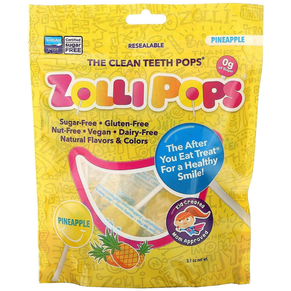 ZolliPops Clean Teath Pops Pineapple 3.1Oz - 1