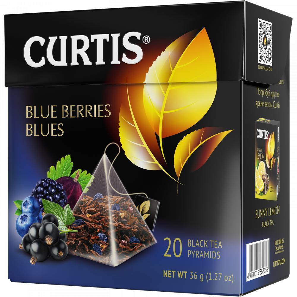 ЧЕРНЫЙ Чай Curtis Blue Berries Со Вкусом блюза В ПИРАМИДКЕ, 20 Чайных пакетиков - 1