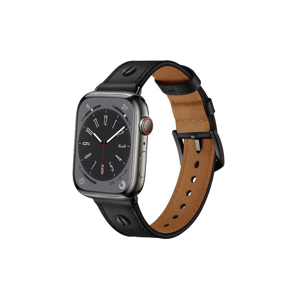 Perfii One Rivet Leather Replacement Band For Apple Watch 49/45/44/42mm Series Ultra/8/7/6/5/4/SE - 2