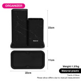 Fissman Kitchen Knife And Utensil Organizer 11x11x23+11x11x17 cm, Black Marble (Plastic) - 4 miniature