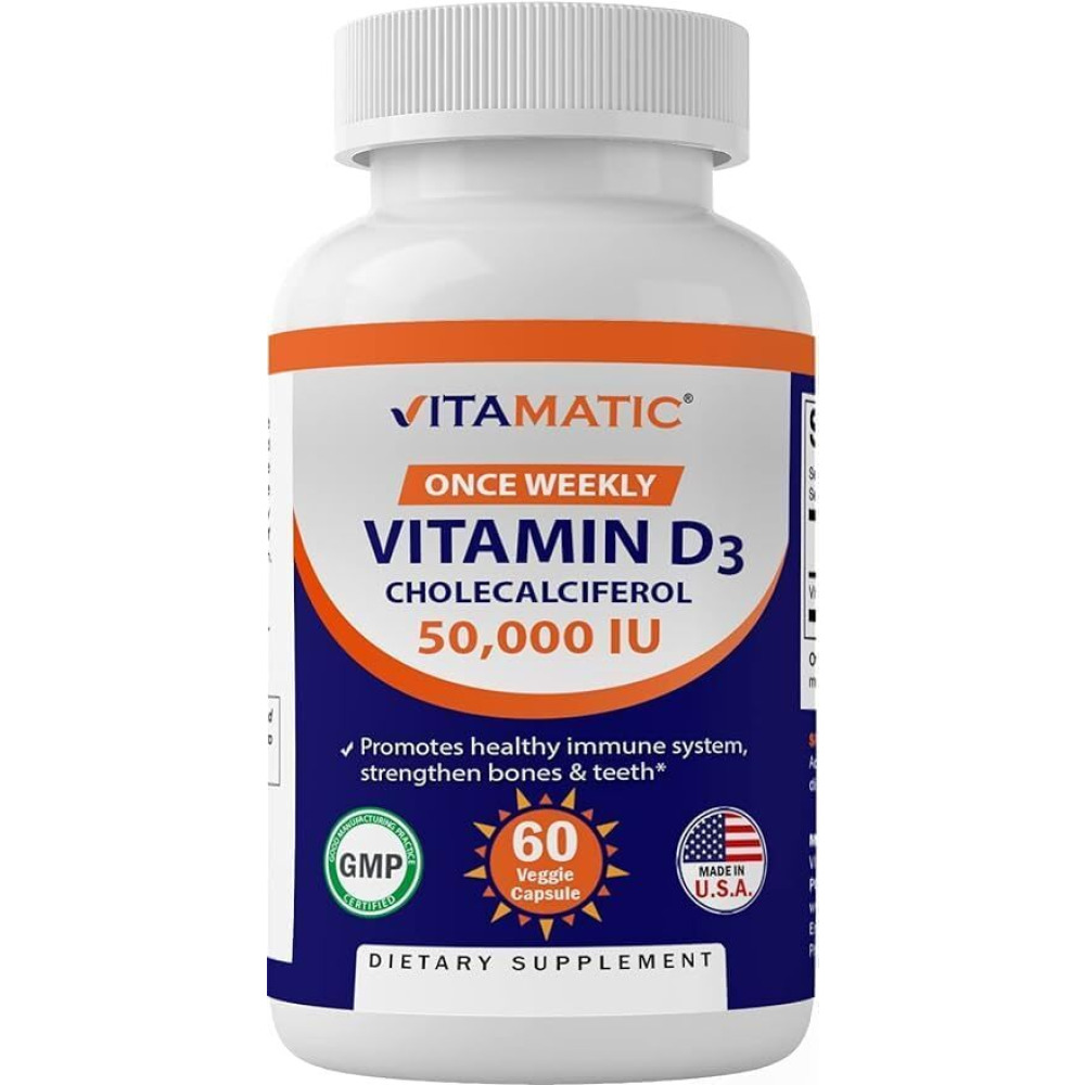 Vitamatic, Vitamin D3, 50,000 IU, 60 Vegetable Capsules - 1