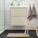 IKEA FINTSEN Beige Bath Mat, 40x60 cm – Recycled Polyester & Non-Slip Backing - 3 miniature
