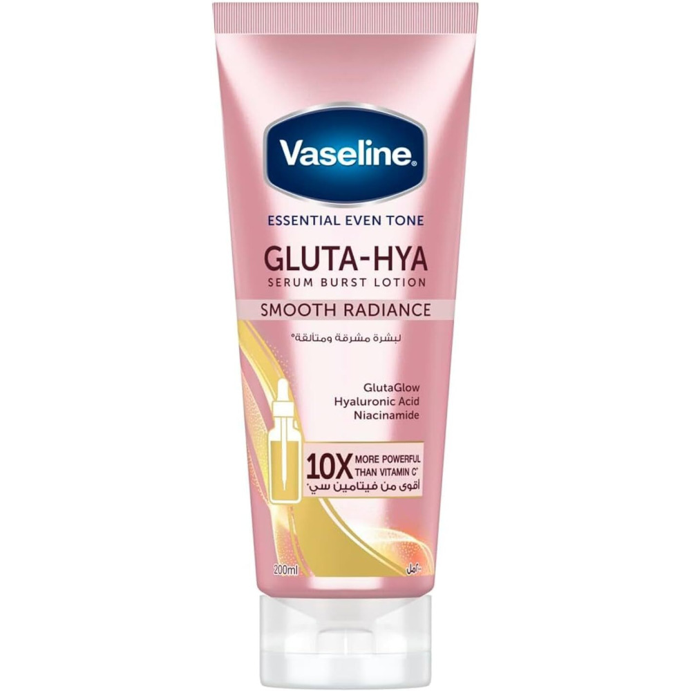 Vaseline Essential Even Tone Body Lotion Smooth Radiance, Gluta-Hya Serum Burst, 10X More Powerful than Vitamin C, Deeply Moisturising, 200ml - 1