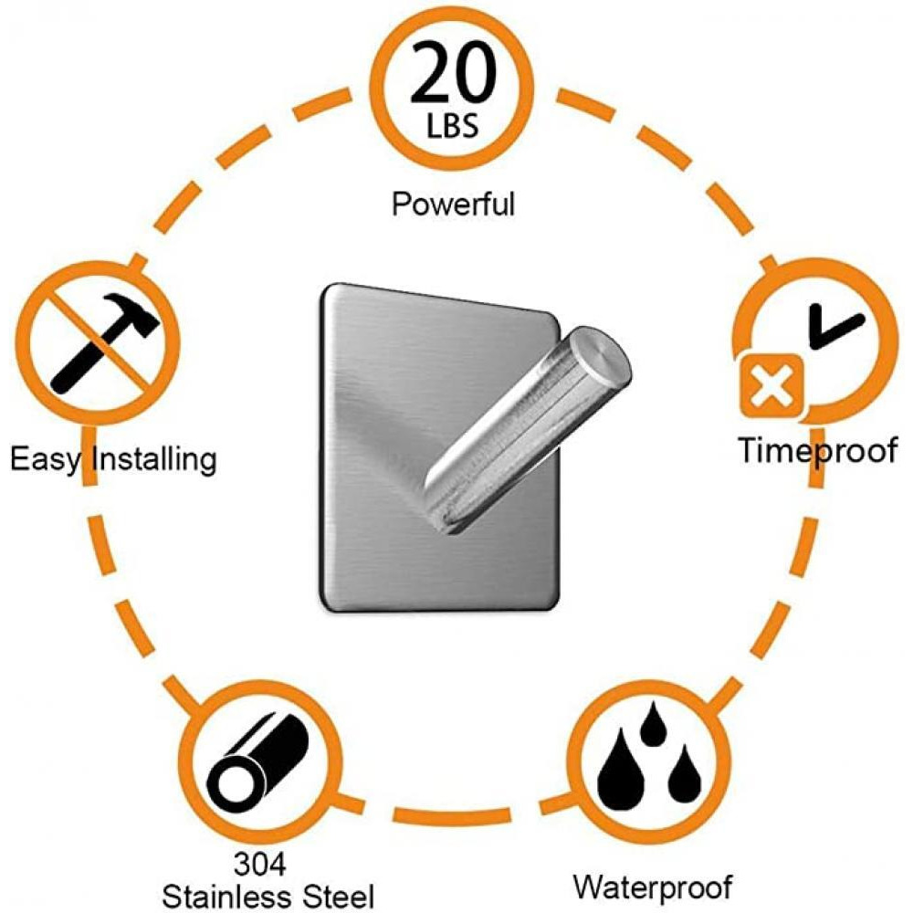 JEWJIO / Wall hooks, Heavy duty, Adhesive, Stainless steel - 4