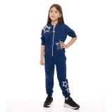 Комплект Из 2 ПРЕДМЕТОВ Для Девочек, Синий, Толстовка С КАПЮШОНОМ На МОЛНИИ с вышитой звездой + брюки (7-8 лет) - 2 miniature