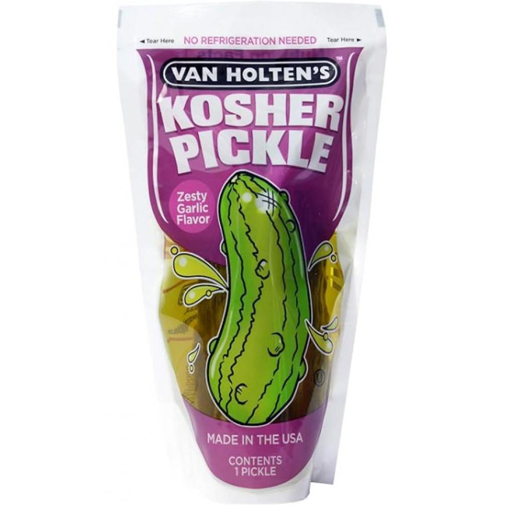 Van Holten's Kosher Zesty Garlic Flavor Large Cucumber Pickles in Pouch 500g - 1