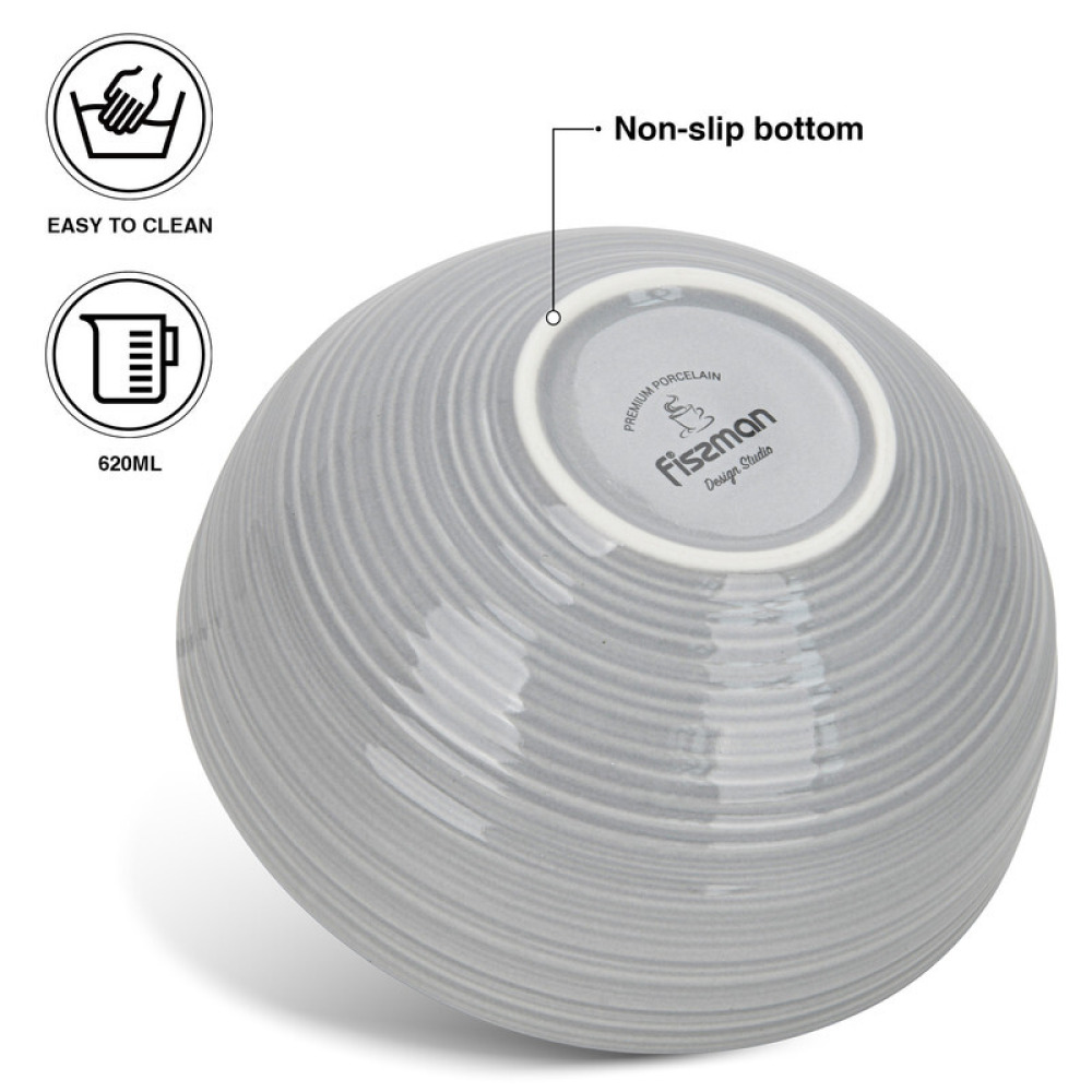Fissman 2-Piece Bowls Firmina Gray 14.5/620ml New Bone China - 2