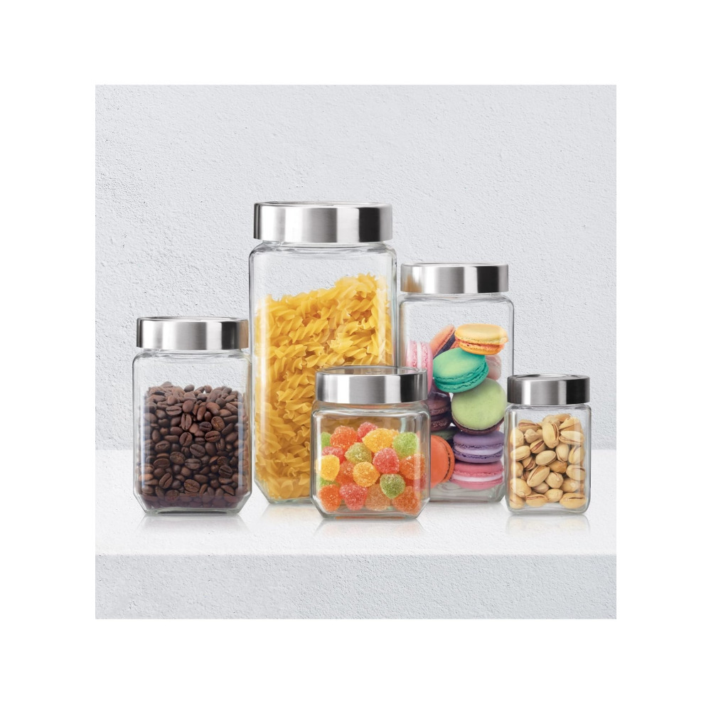 Treo By Milton Cube Storage Glass Jar, Set of 3, 180 ml, Transparent - 2