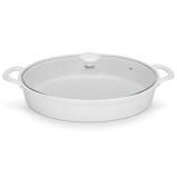 Fissman Oval Baking Dish with Glass Lid 31cm/2.1LTR, Porcelain - 1 miniature