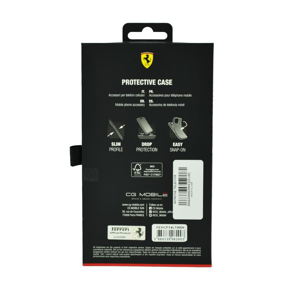 Ferrari Hc Pu Carbon Effect Case With Italian Flag Line For Iphone 14 Pro Black - 3