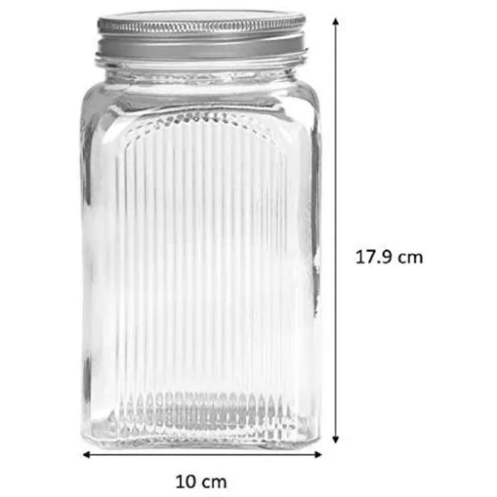 علب تخزين زجاجية مضلعة سعة 1.25 لتر من تالا مع أغطية قصدير علوية لولبية - 3