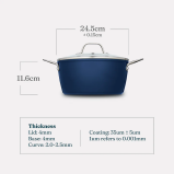 Cosmic Cookware Cosmo Non-Stick Casserole: Glass Lid & Ceramic Coating with Effortless Cooking - Navy Blue - 3 miniature