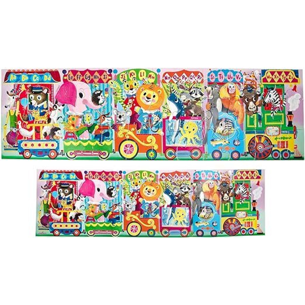 eeBoo: Alphabet Train 36 Piece Long Puzzle with Poster for Kids, Encourages Hand-Eye Coordination, Fine Motor Skills, and Problem Sloving, 35" x 10" O - 3