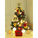 شجرة صناعية صغيرة مقاس 20 بوصة مع مصابيح Led وشجرة على شكل نجمة ومجموعة زينة يمكنك صنعها بنفسك، زينة مثالية تعمل بالبطارية للعام الجديد - 1 miniature