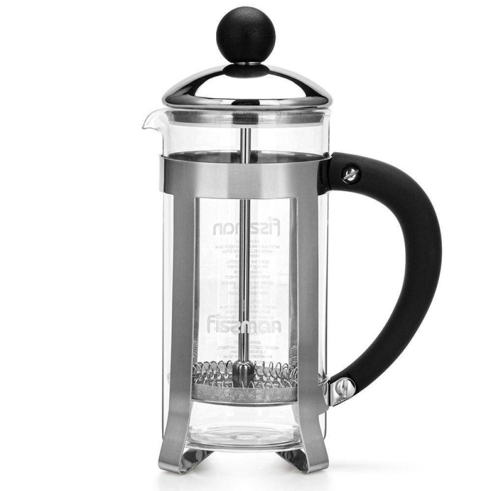 Fissman French Press Coffee Maker Borosilicate Glass FREDDO Series Silver/Clear 350ml - 1