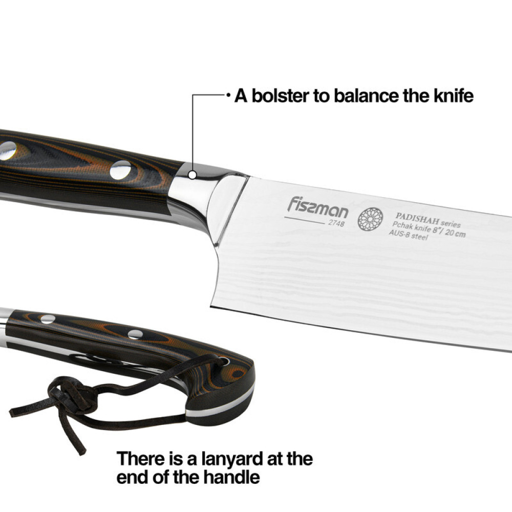Fissman 8'' Pchak Knife PADISHAH Kitchen Chef Knife (AUS-8 steel) - 3