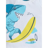 Victor and Jane Boys' Shark Surfing Off White  T-Shirt and Shorts Set 18-24M - 3 miniature