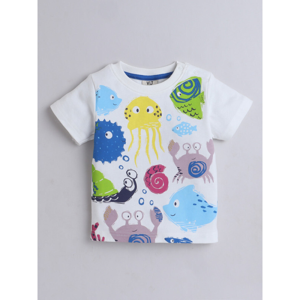 Victor and Jane Infant Boys' Cute Sea Advanture White T-Shirt and Shorts Set 12-18M - 2