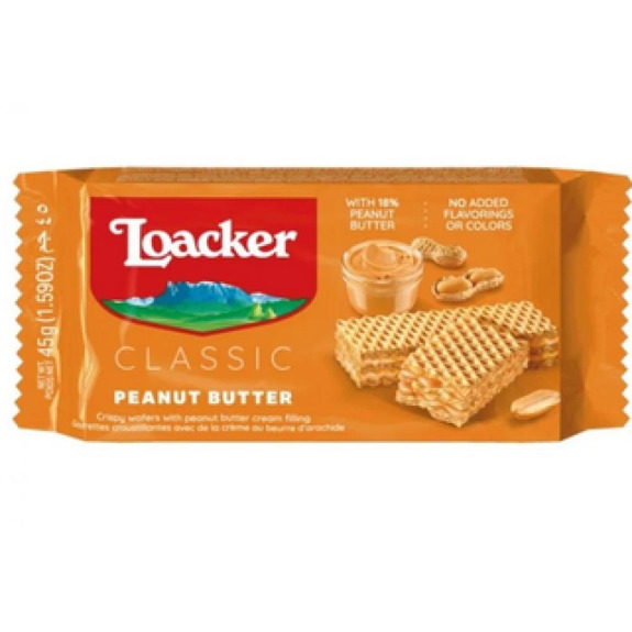Вафли Loacker Classic С Арахисовым Маслом 45Г