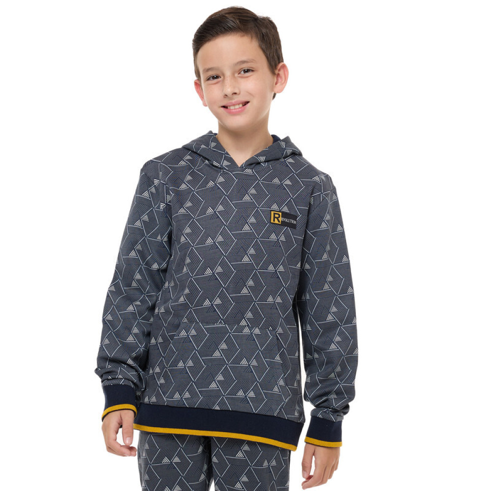 Boys' 2-Piece Printed Hoodie and Jogger Set (5-6 YRS) Grey - 4