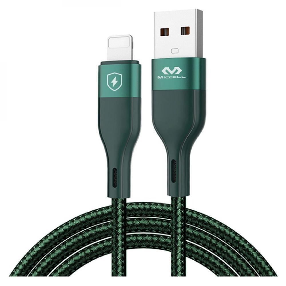 Miccell / Charging cable, 2.4A Ultra strong, USB to Lightning, 1M, Green, VQ-D129 - 2