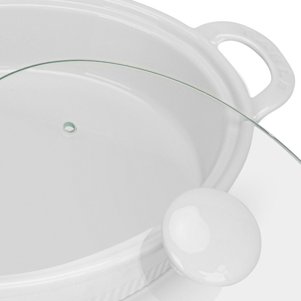 Fissman Oval Baking Dish with Glass Lid 31cm/2.1LTR, Porcelain - 5