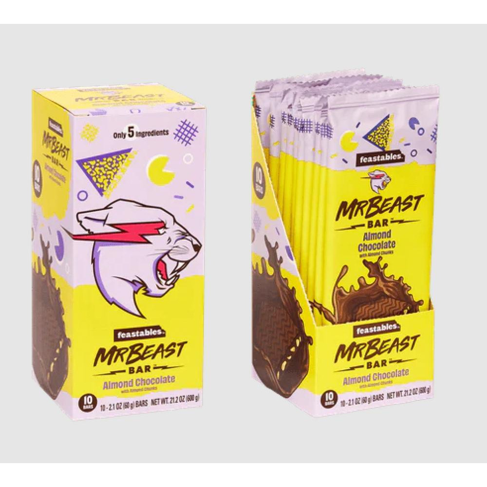 Feastables MrBeast Almond Chocolate Bar 60g (10 Packs) - 1