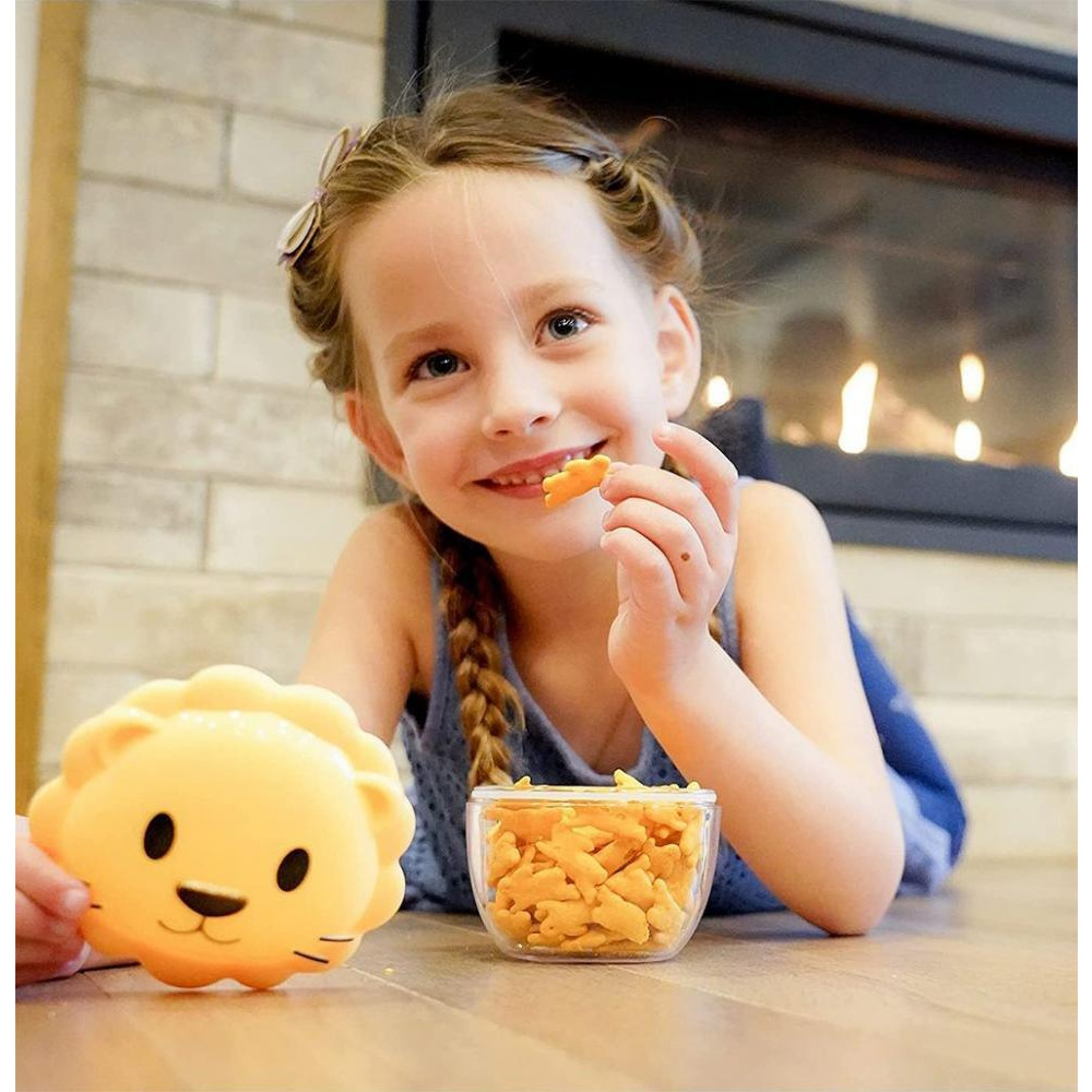 Melii 232ML Lion Snack Storage Container Kids Lunch, Yellow - 3