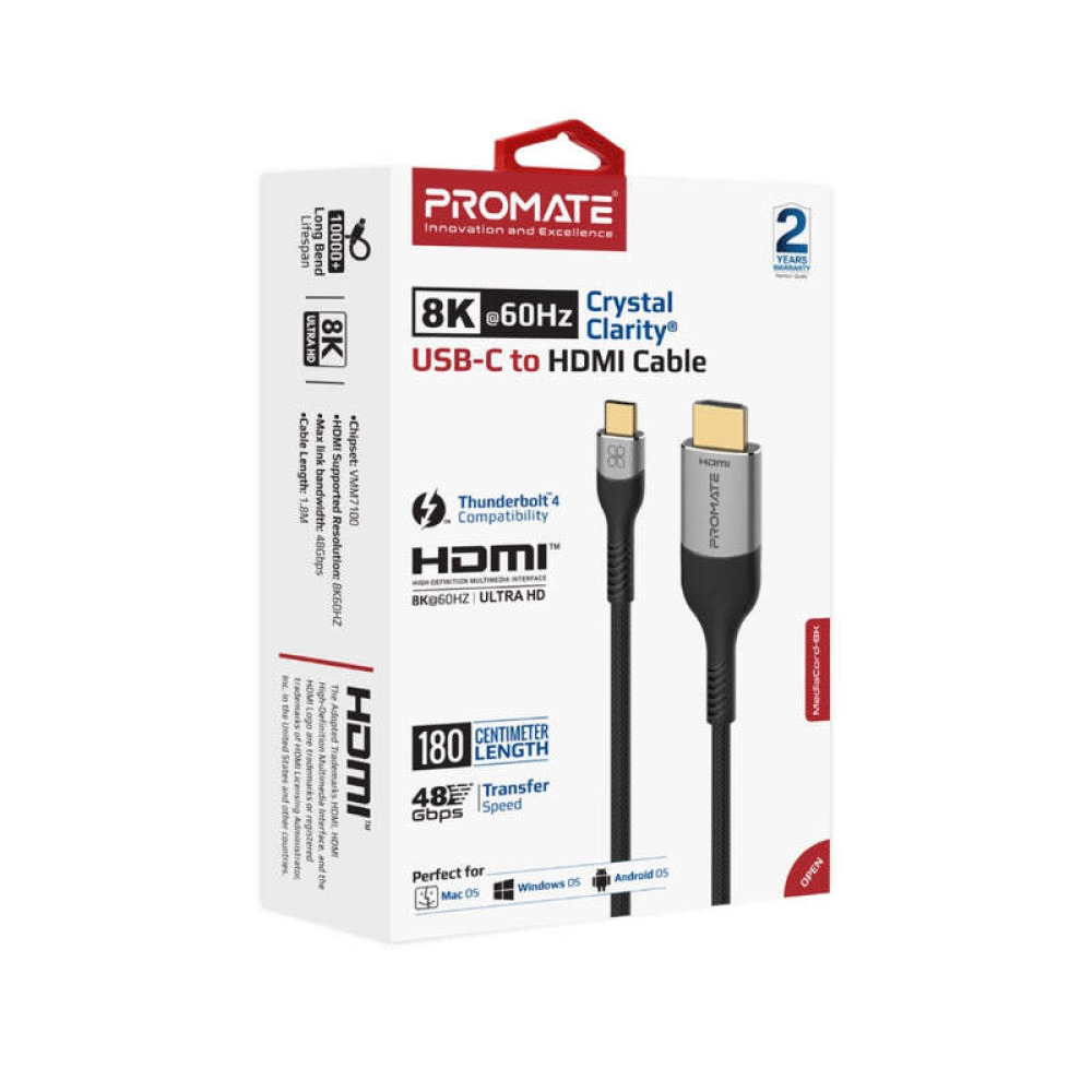 كابل PROMATE MEDIACORD-8K 8K CRYSTALCLARITY™ usb-c إلى Hdmi® - 4