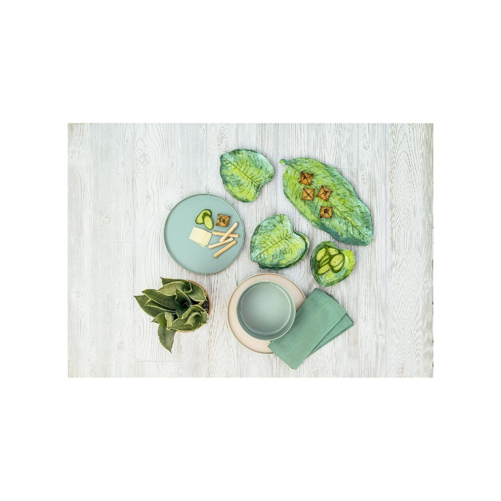 TarHong Palermo Tropical Shaped Leaf Shaped Green Bamboo Appetizer Plates, Proprietary Merge Material Mix (Bamboo Powder & Melamine) - 2