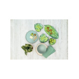 TarHong Palermo Tropical Shaped Leaf Shaped Green Bamboo Appetizer Plates, Proprietary Merge Material Mix (Bamboo Powder & Melamine) - 2 miniature