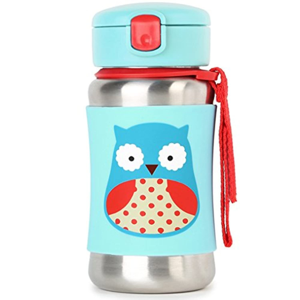 Skip Hop Zoo Stainless Steel Straw Bottle - Owl - 1