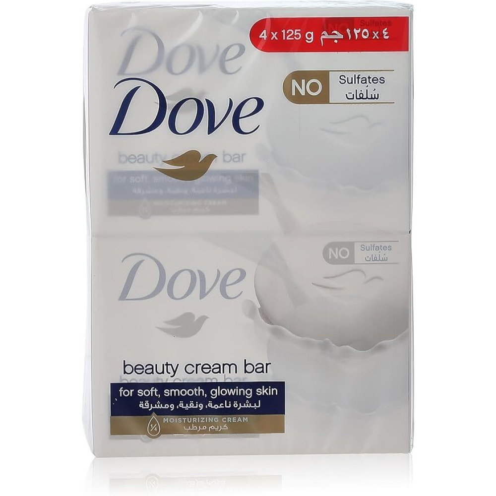 DOVE Moisturising Soap Bar Nourishing formula for all skin types, Original, With ¼ moisturising cream, 125g (Pack of 4) - 1