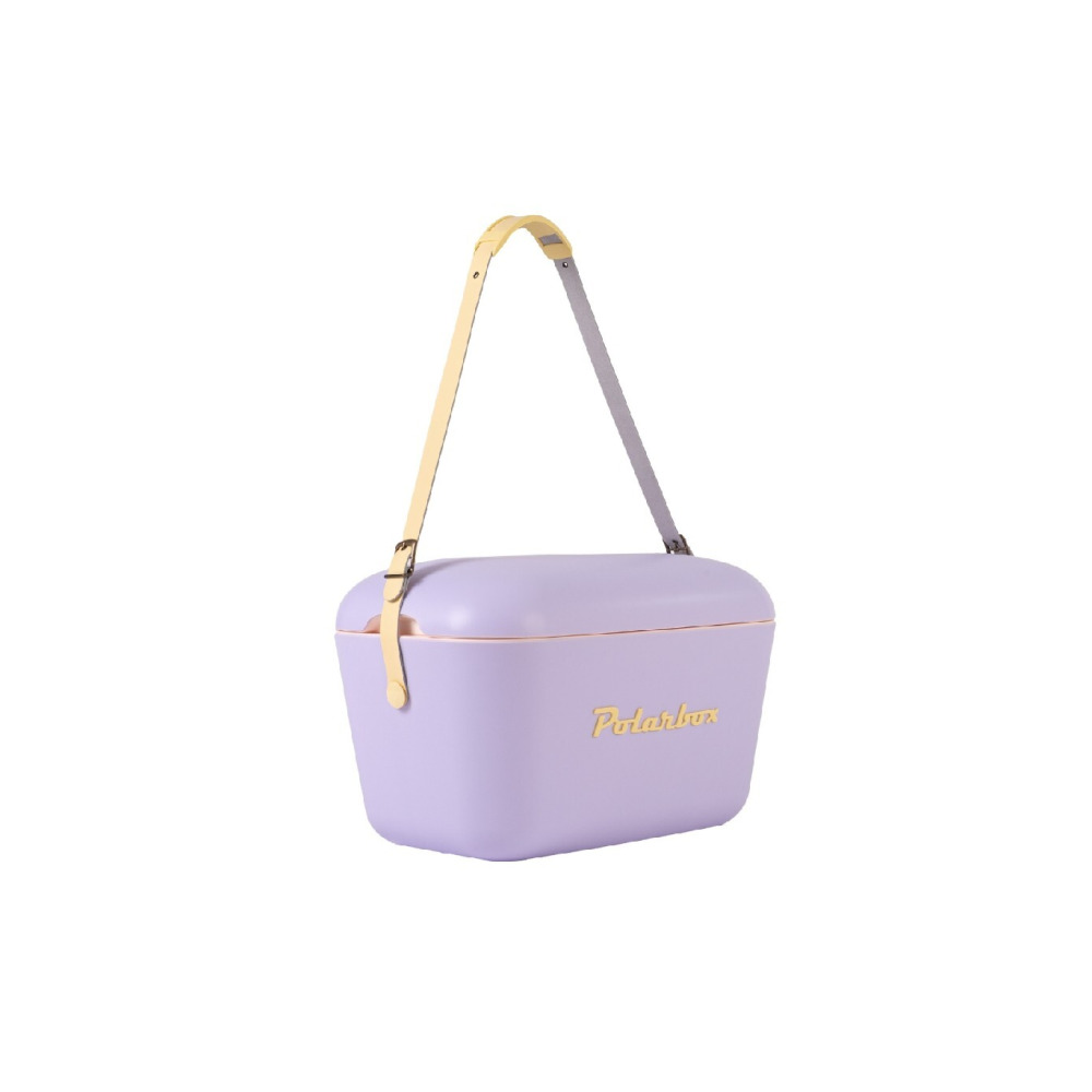 مبرد بولار بوكس المحمول - مبرد صغير سعة 12 لترًا، مبرد الشاطئ، مبرد صغير محمول، مبرد عتيق، مقبض قابل للتعديل، مبرد بولار بوكس، ليلك \& أصفر. - 2